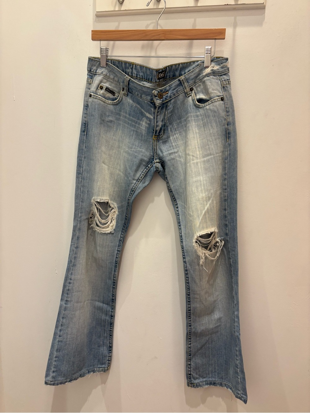 D&G Light Blue Distressed Bootcut Jeans
